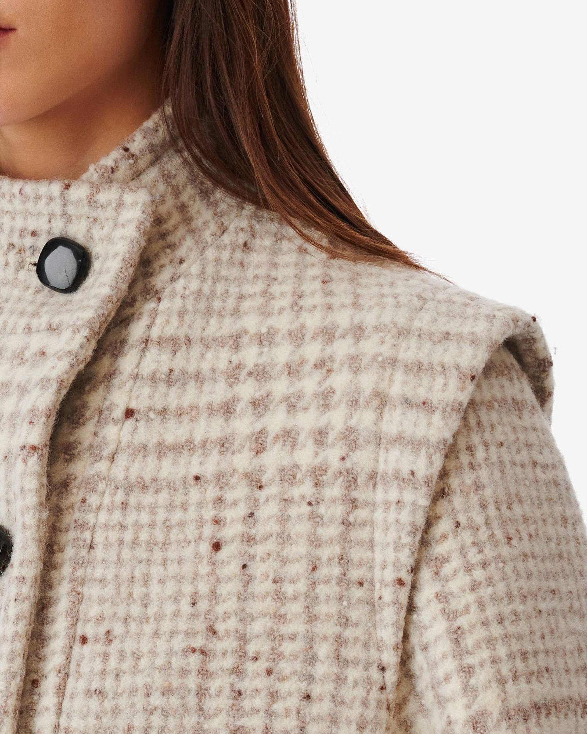 Belni coat in wool - Taupe & Ecru