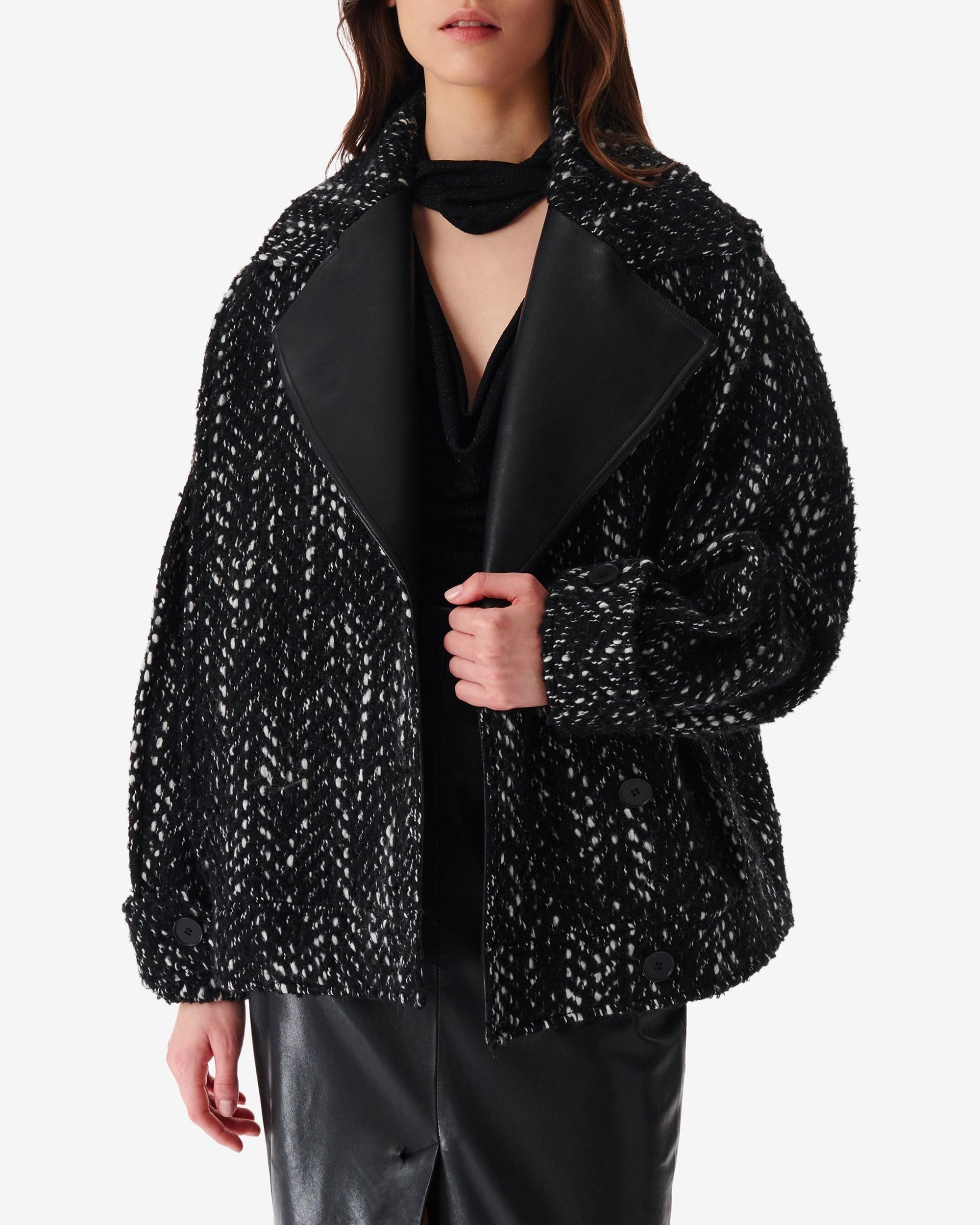 Lusia coat in wool blend - Black & White