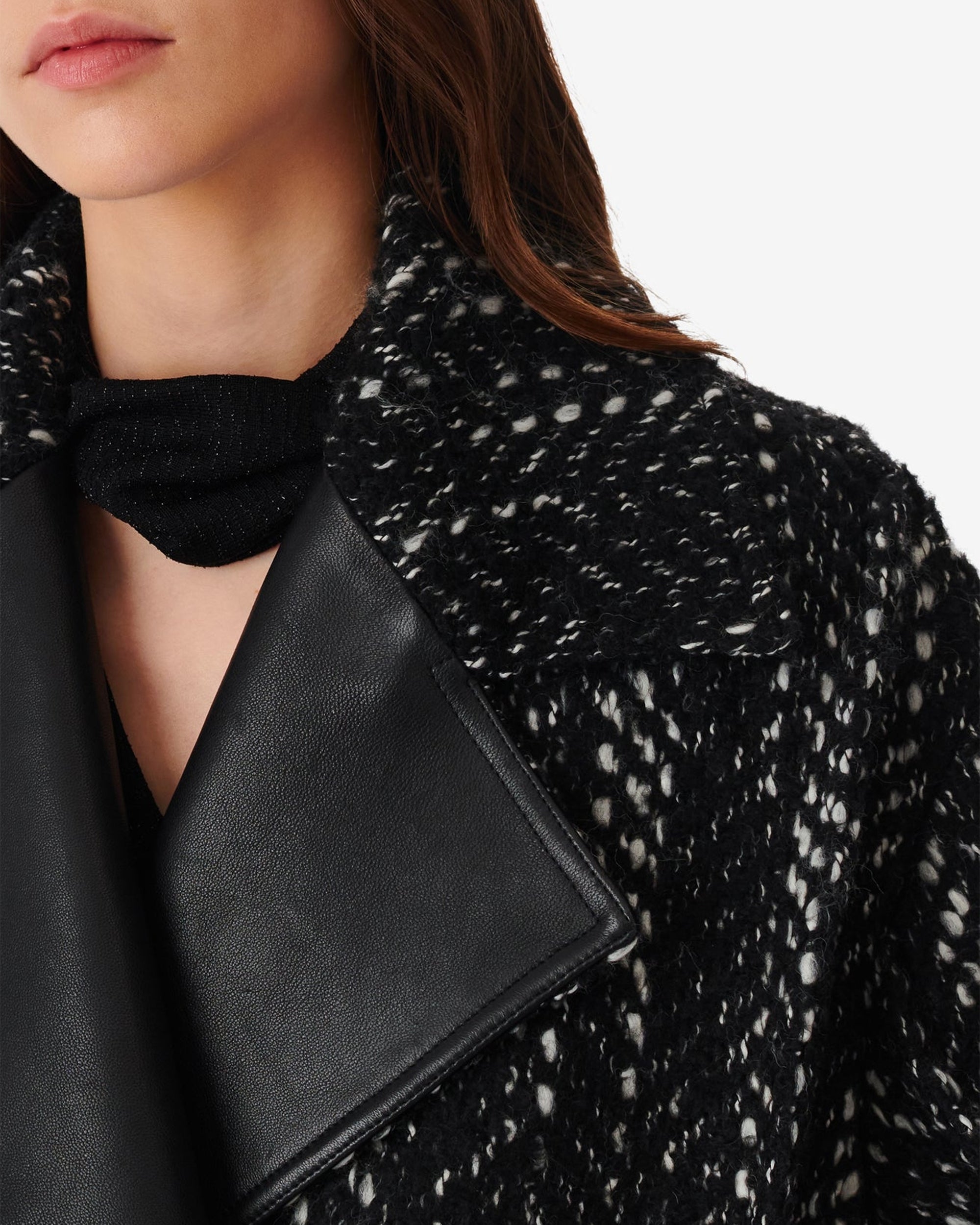 Lusia coat in wool blend - Black & White