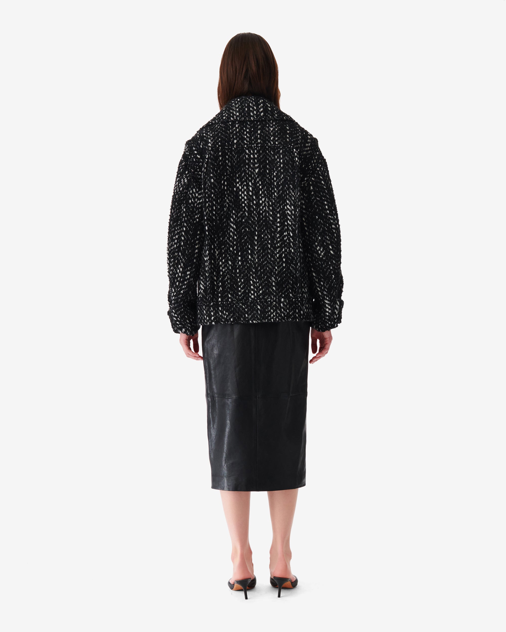 Lusia coat in wool blend - Black & White