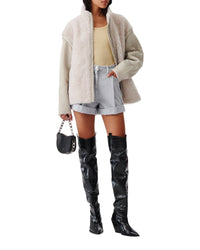 Marble leather jacket - Smoke Grey & White