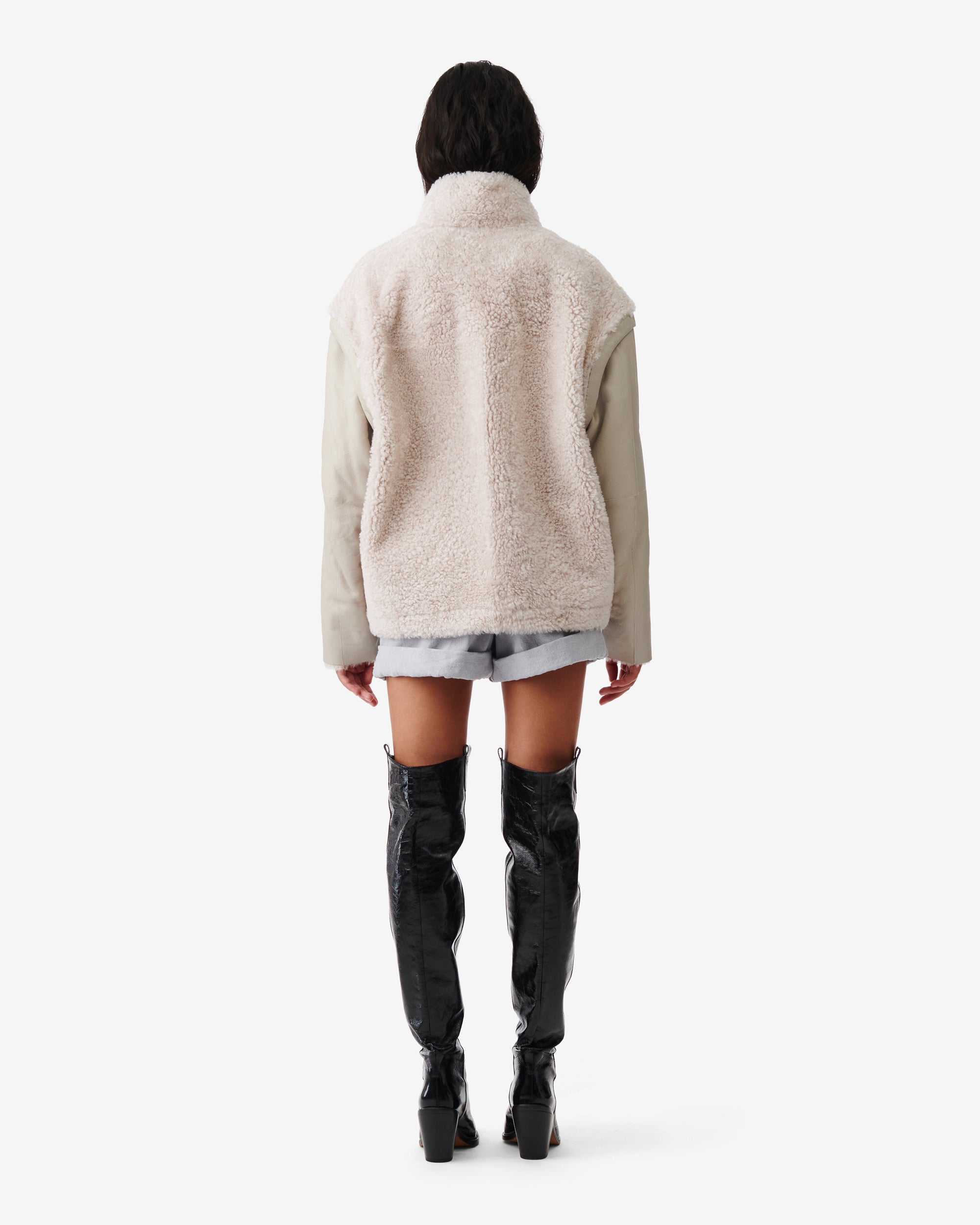 Marble leather jacket - Smoke Grey & White