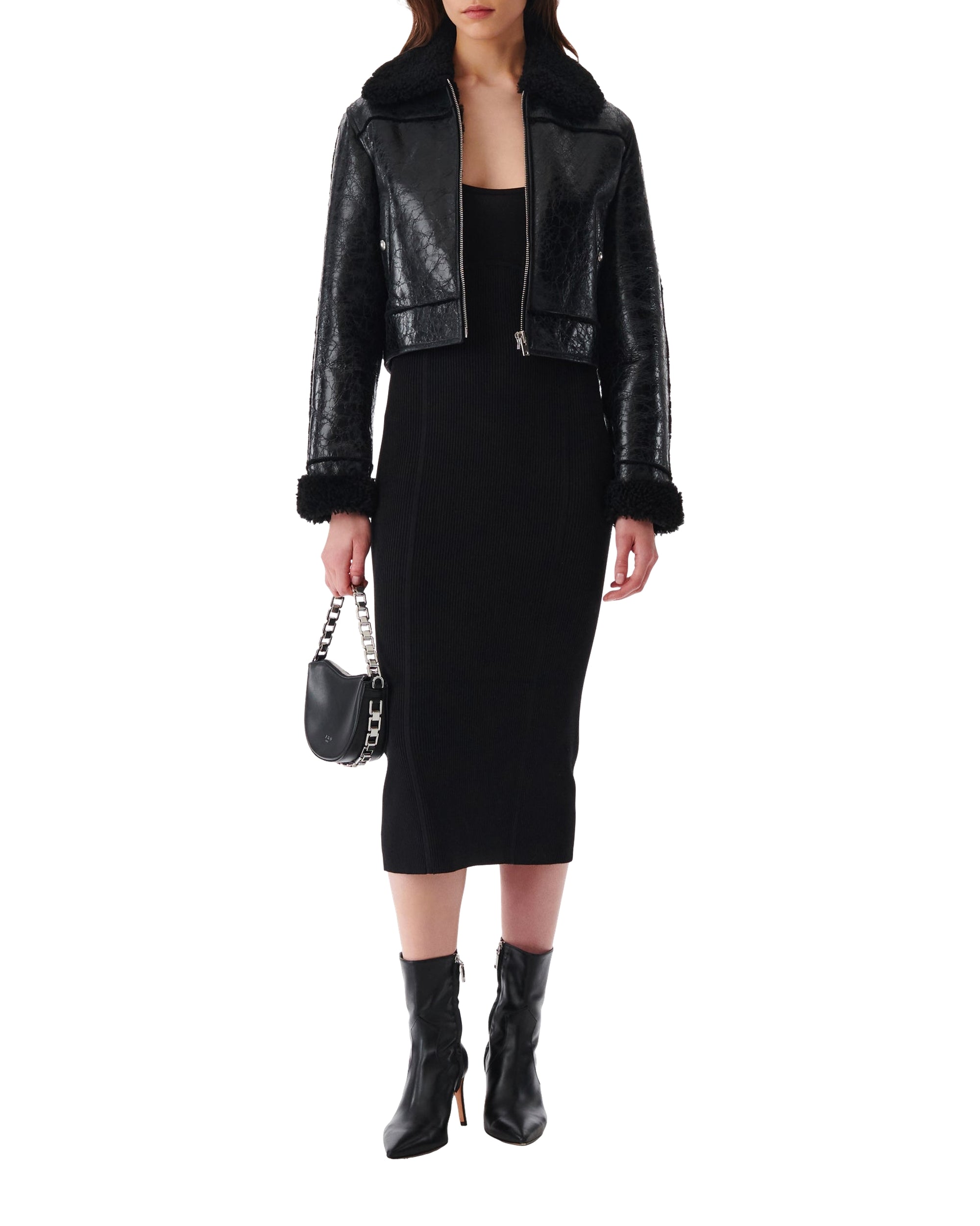 Miram leather jacket - Shiny Black