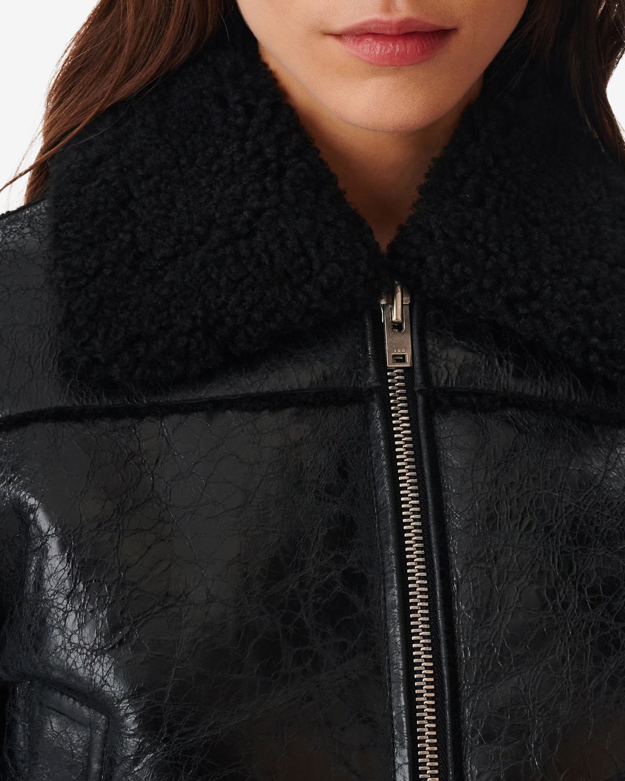 Miram leather jacket - Shiny Black