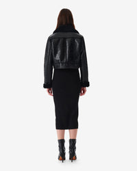 Miram leather jacket - Shiny Black