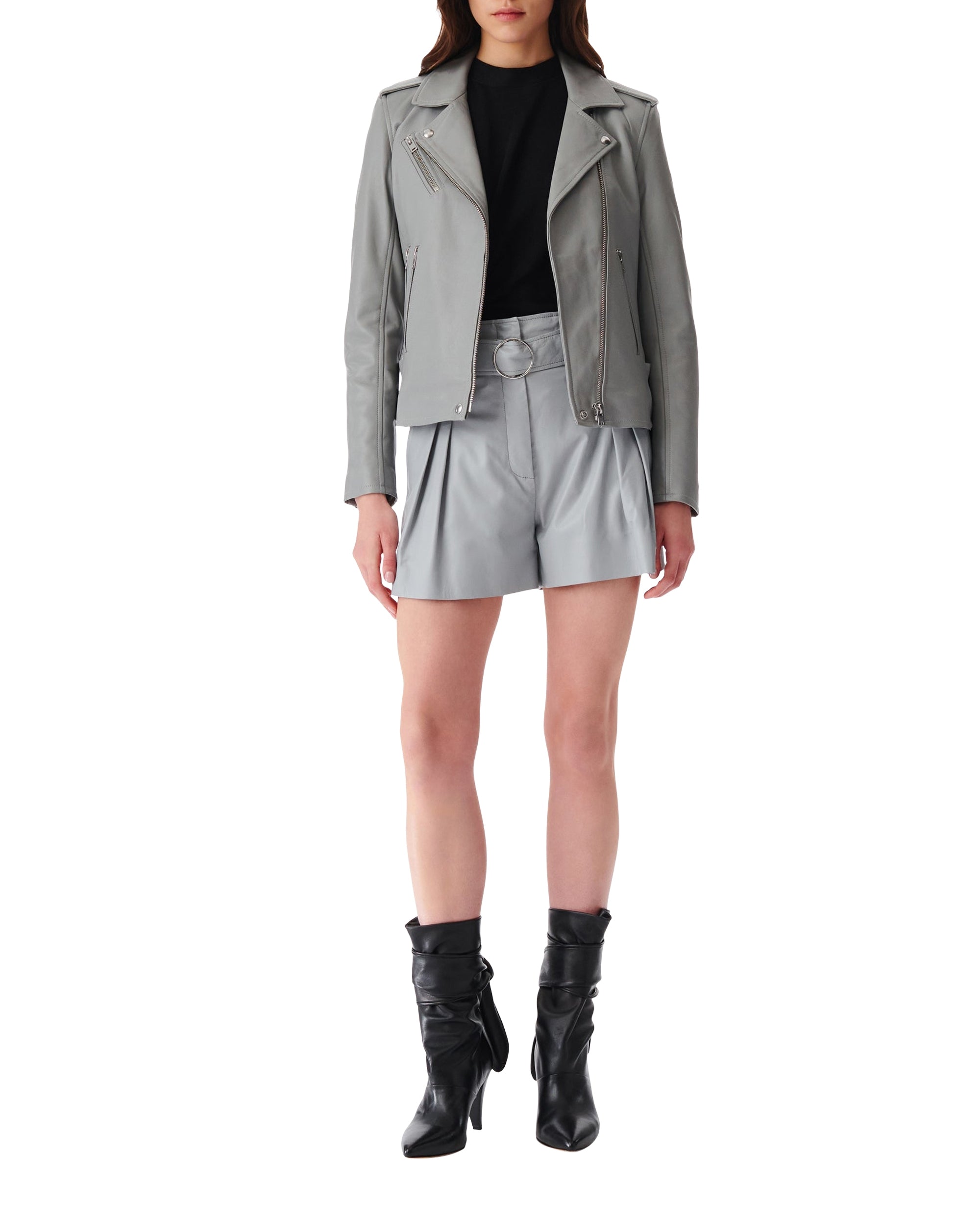 Newhan leather jacket - Smoke Grey