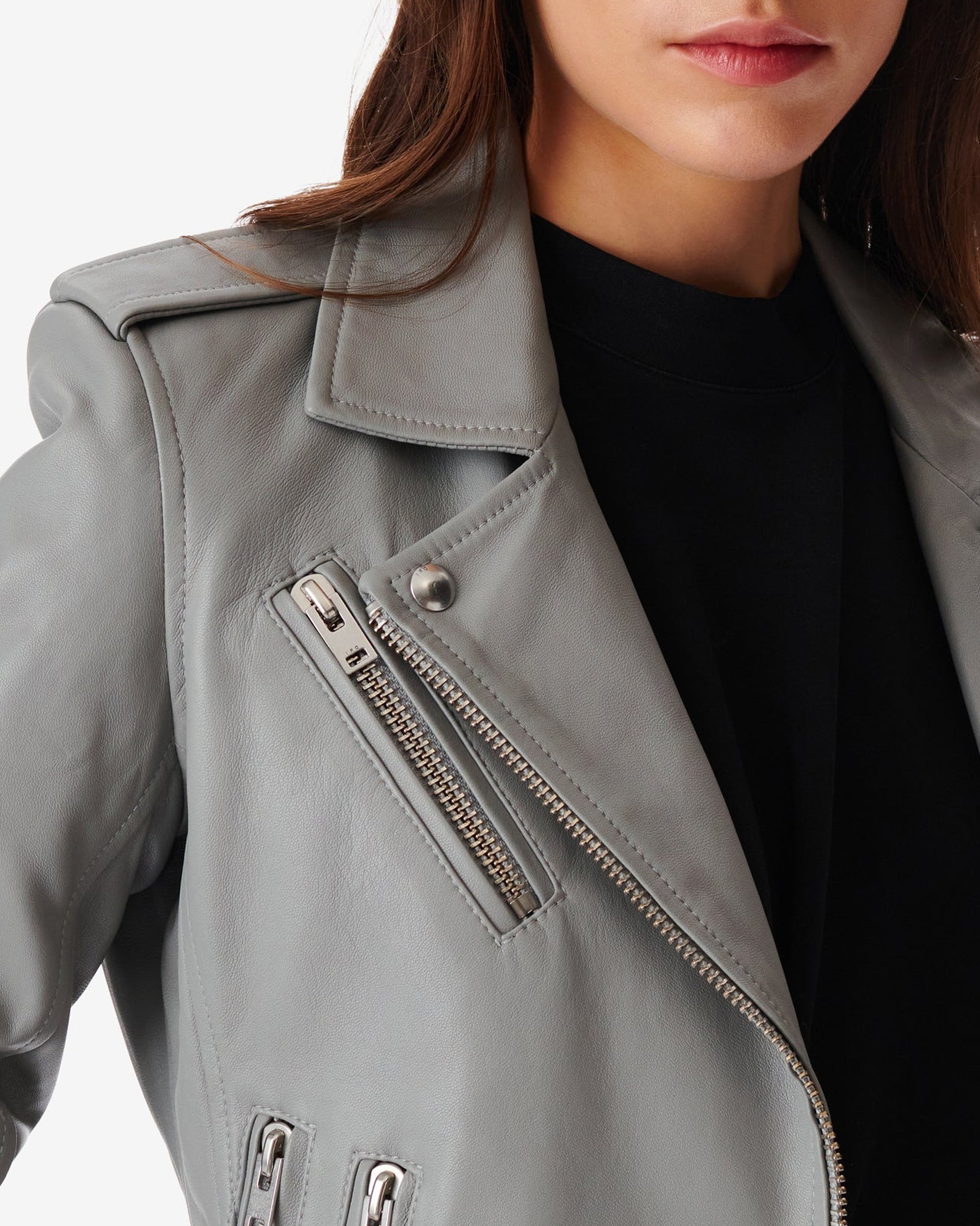 Newhan leather jacket - Smoke Grey