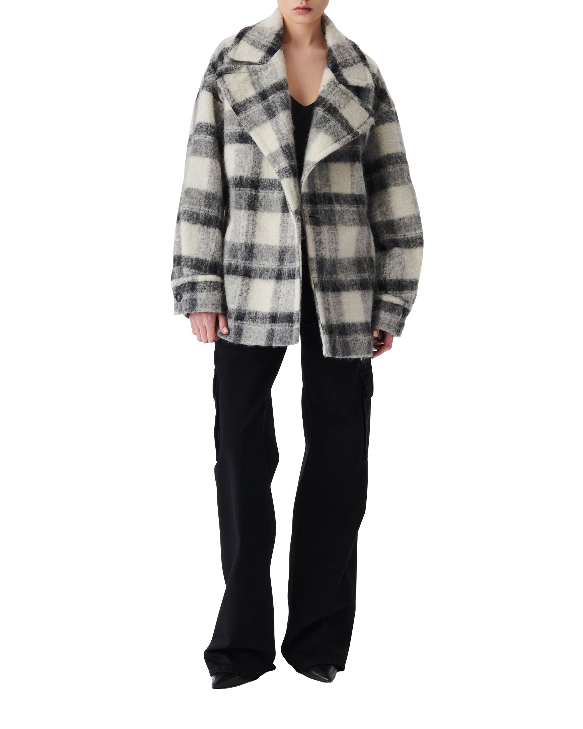 Pamae belted coat in wool blend - Mixed Grey