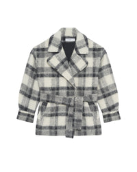 Pamae belted coat in wool blend - Mixed Grey