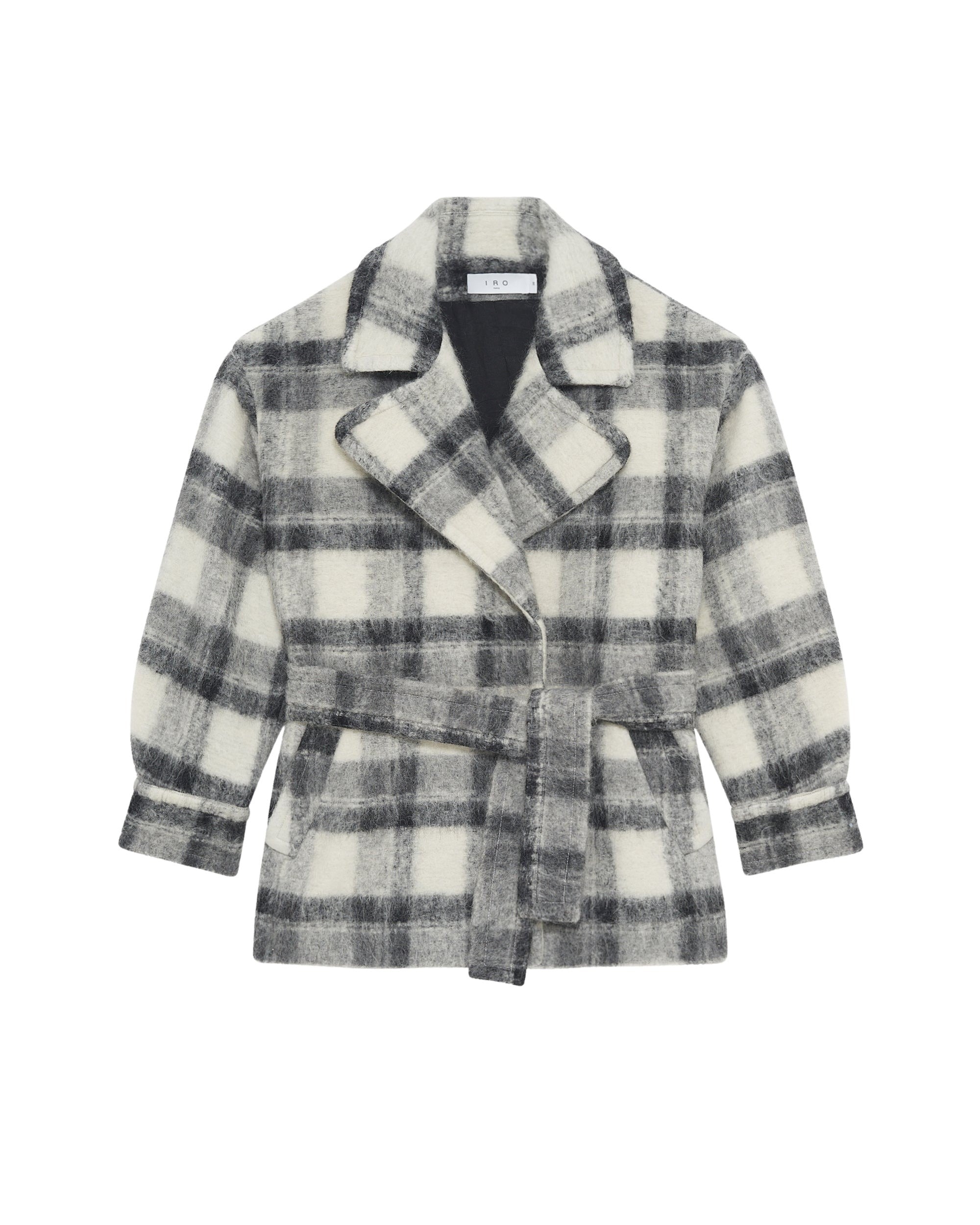 Pamae belted coat in wool blend - Mixed Grey