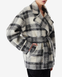 Pamae belted coat in wool blend - Mixed Grey
