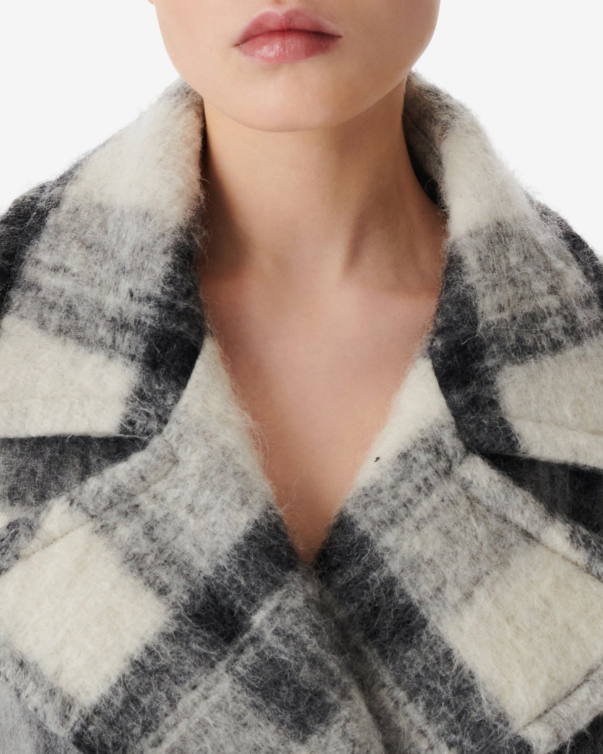 Pamae belted coat in wool blend - Mixed Grey