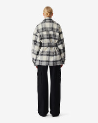 Pamae belted coat in wool blend - Mixed Grey