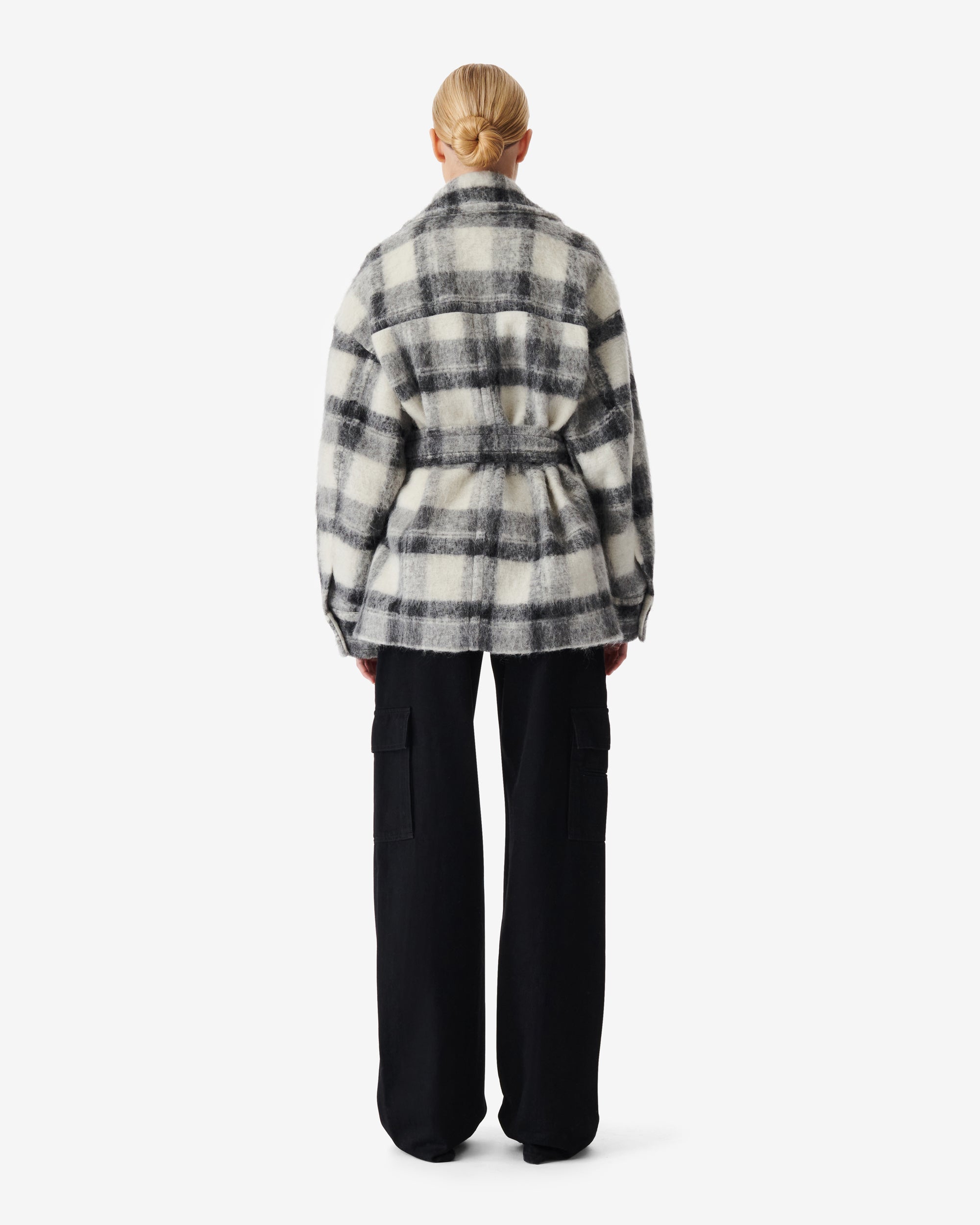Pamae belted coat in wool blend - Mixed Grey