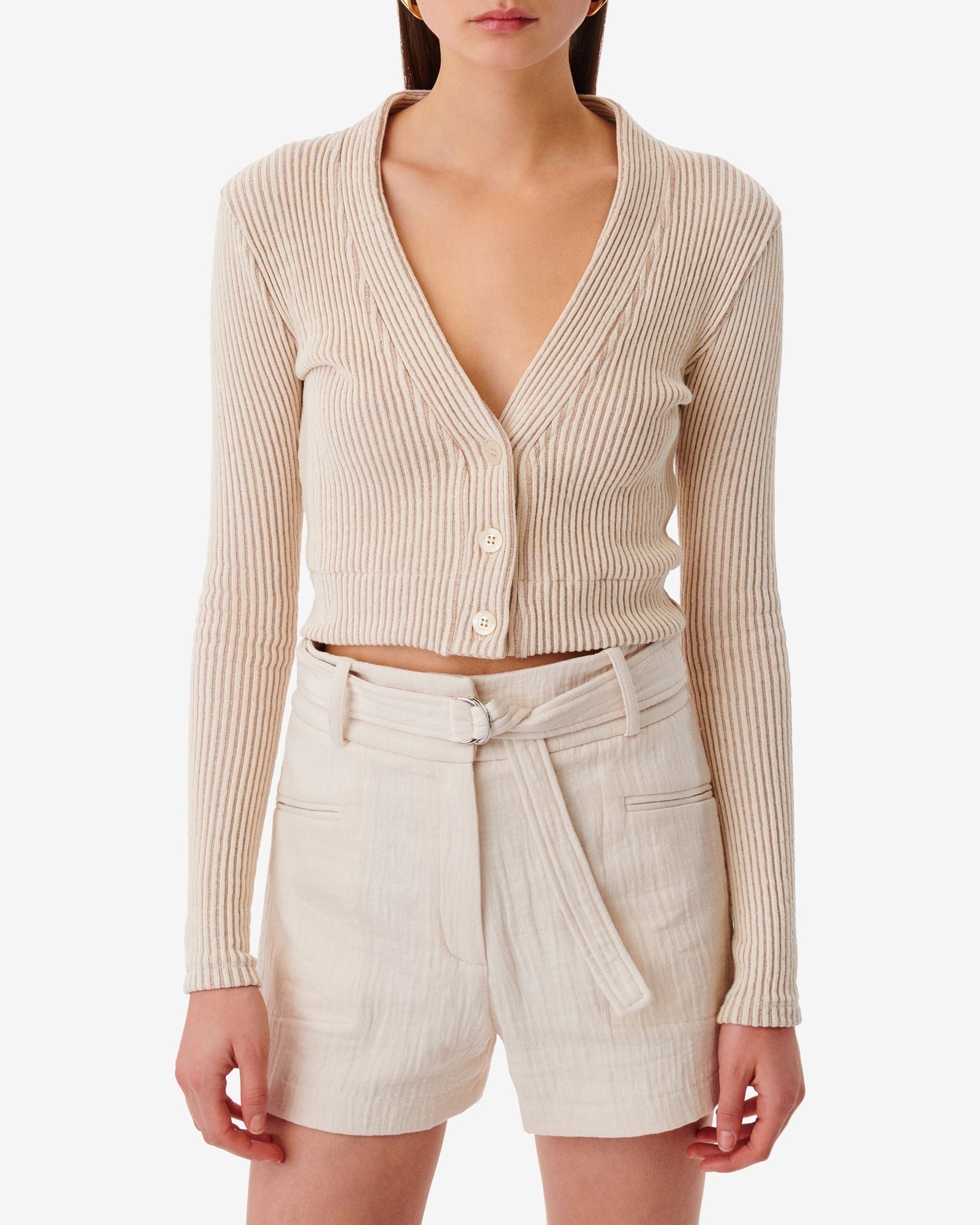 Giusta knitted cardigan - Taupe & Ecru