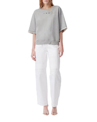 Edea knitted short-sleeved sweatshirt - Light Grey