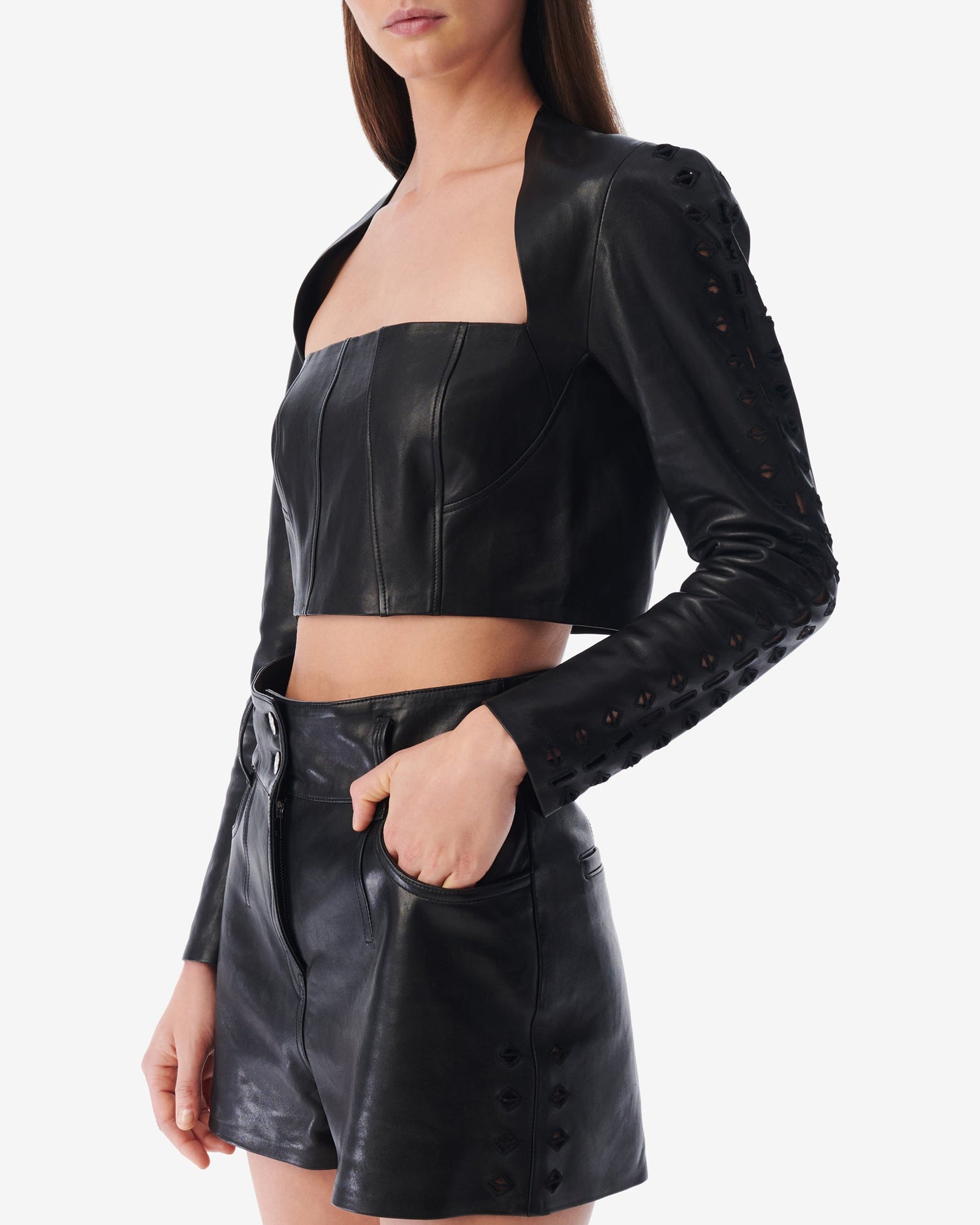 Ada leather blouse - Black