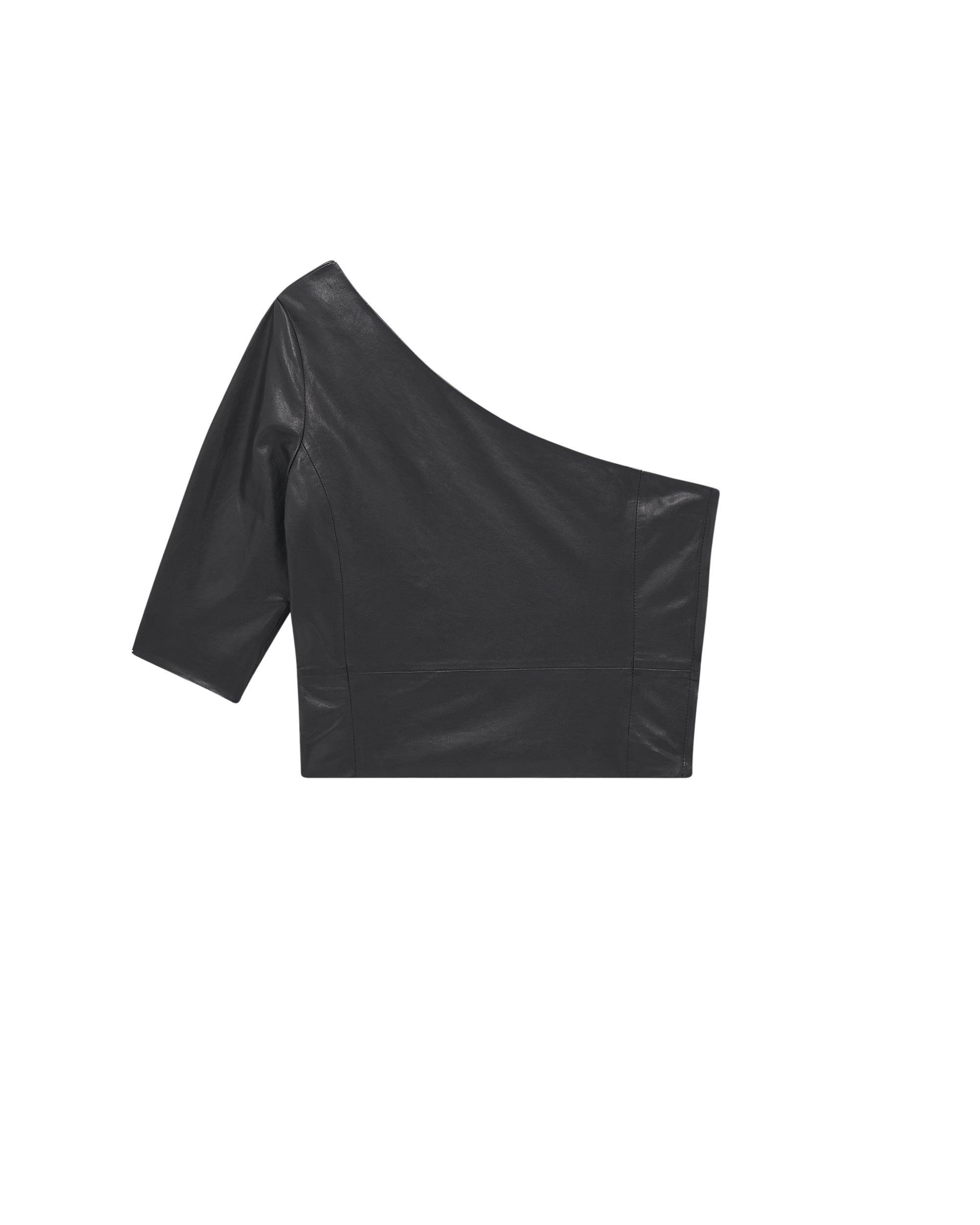Ameda asymmetric top in leather - Black