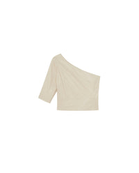 Ameda asymmetric top in leather - Ecru