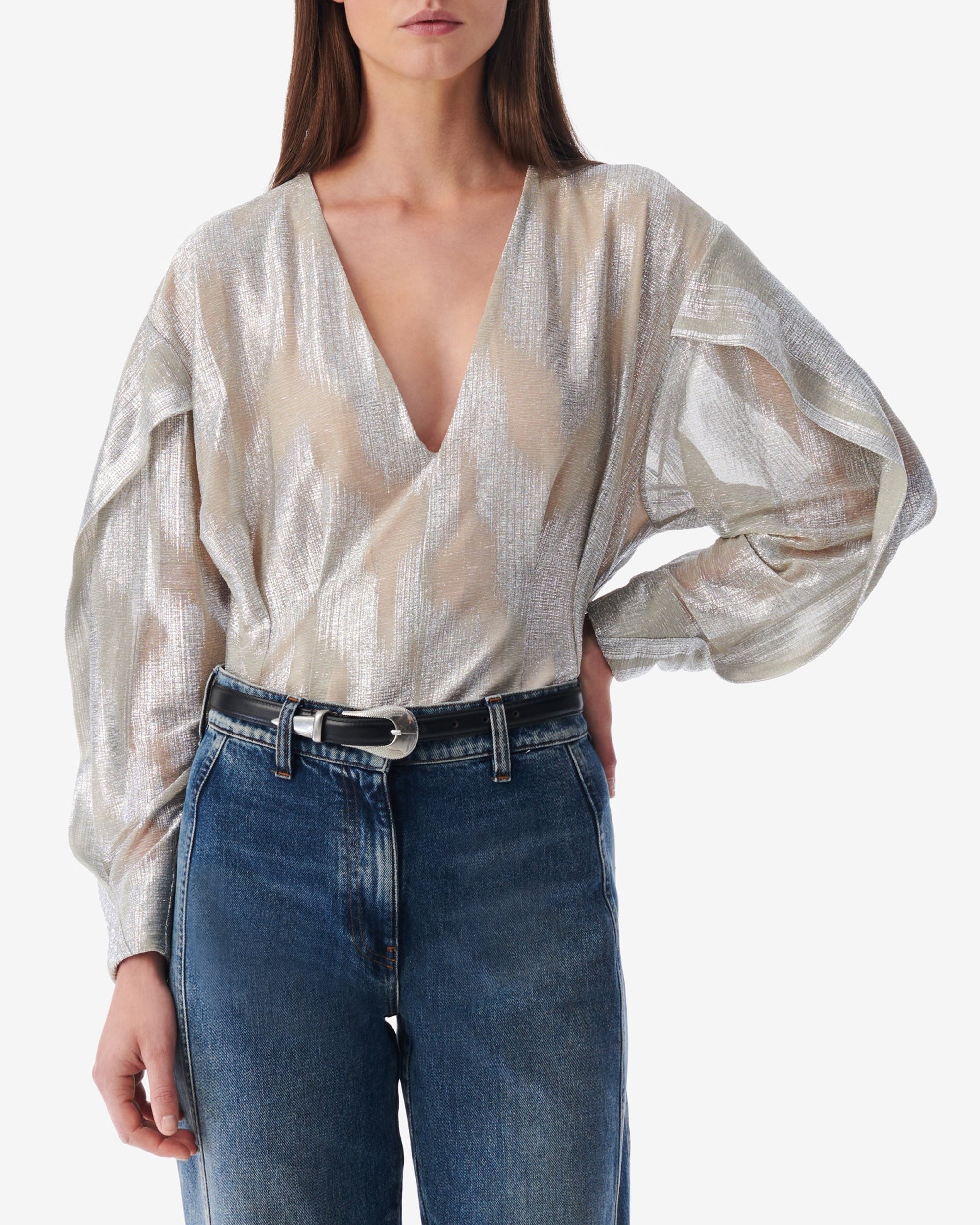 Berma blouse with puffed sleeves - Silver