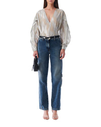 Berma blouse with puffed sleeves - Silver