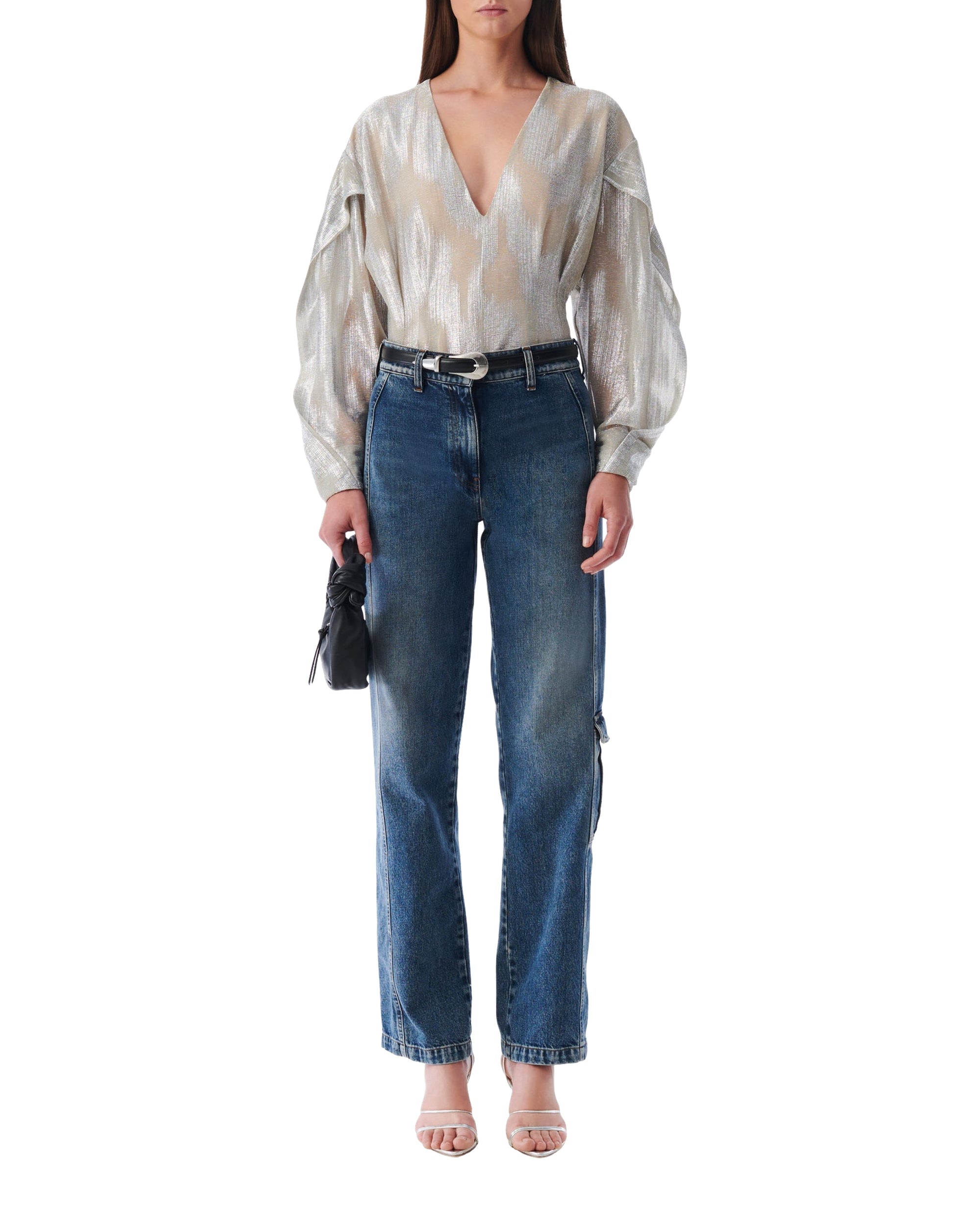 Berma blouse with puffed sleeves - Silver