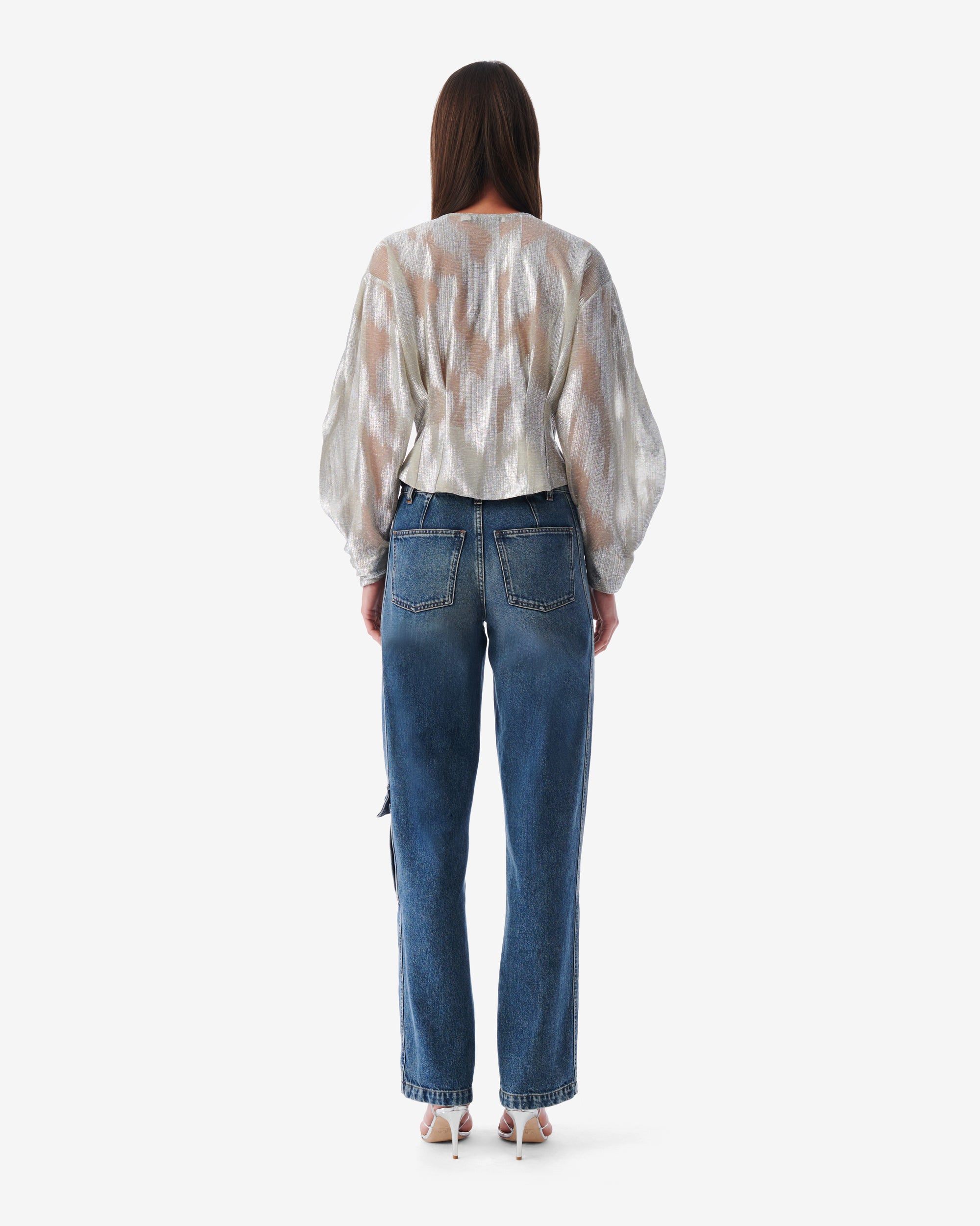Berma blouse with puffed sleeves - Silver