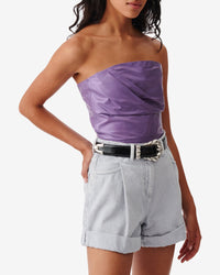 Davea leather strapless top - Pearly Purple