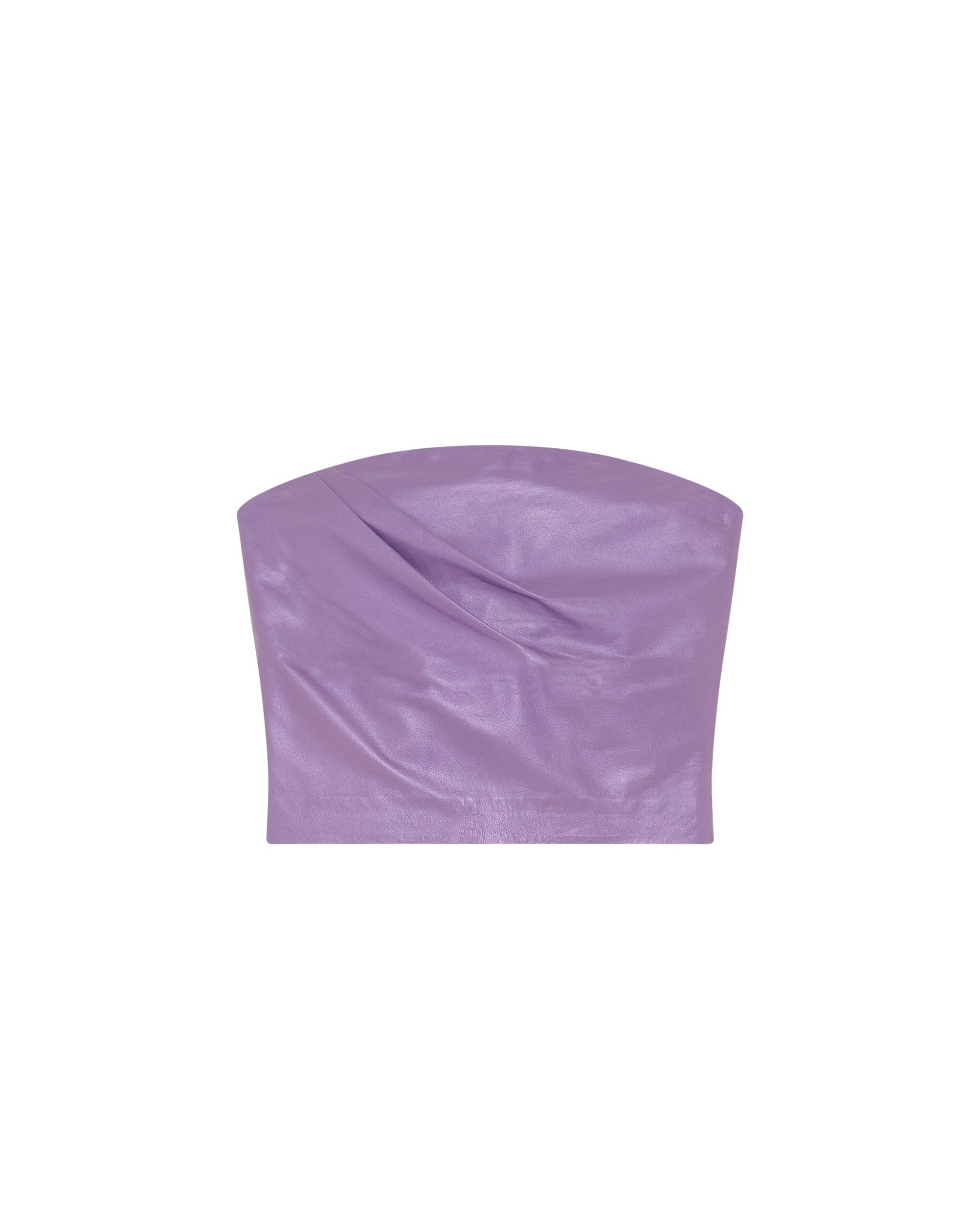 Davea leather strapless top - Pearly Purple