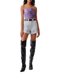Davea leather strapless top - Pearly Purple