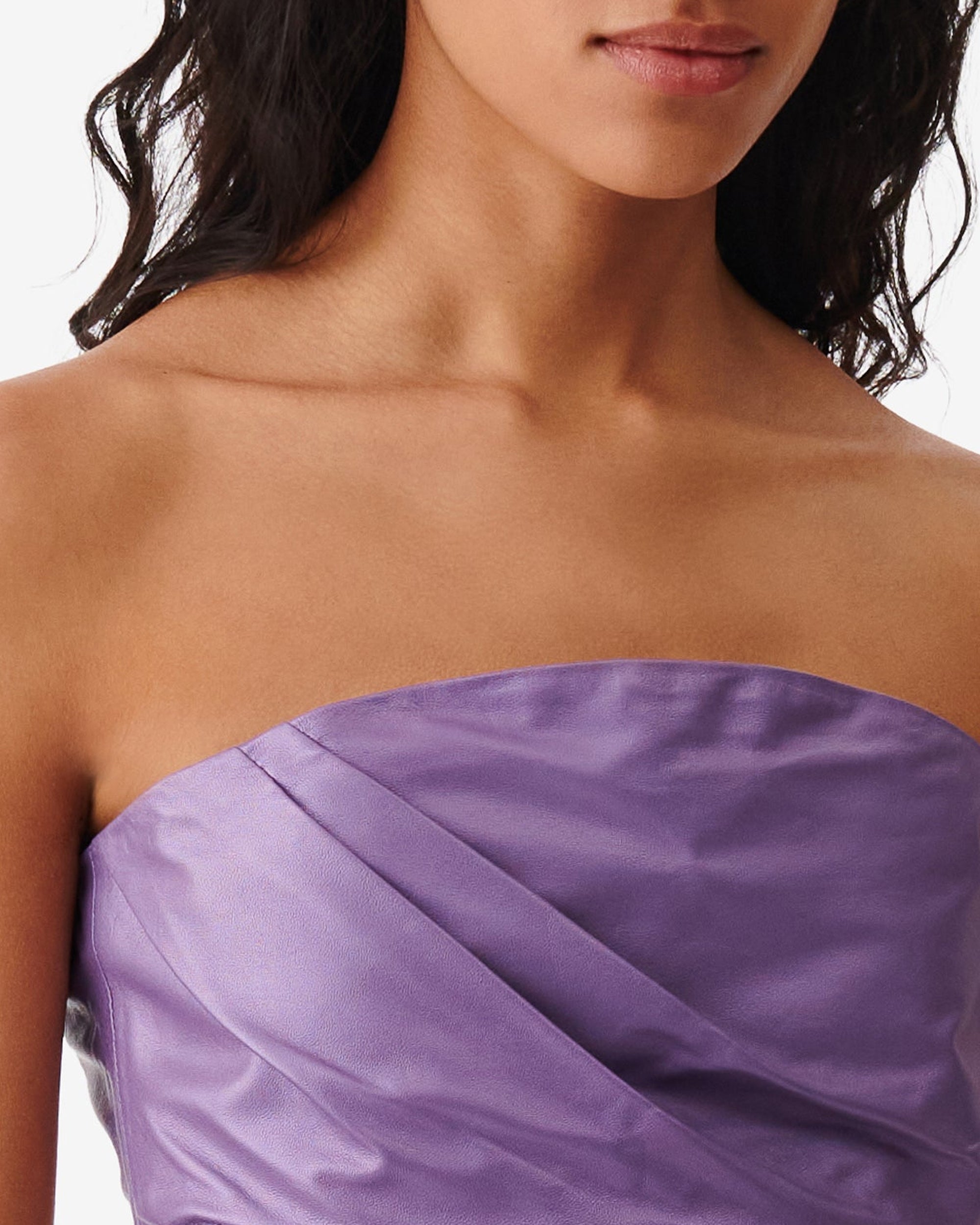 Davea leather strapless top - Pearly Purple