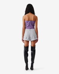 Davea leather strapless top - Pearly Purple