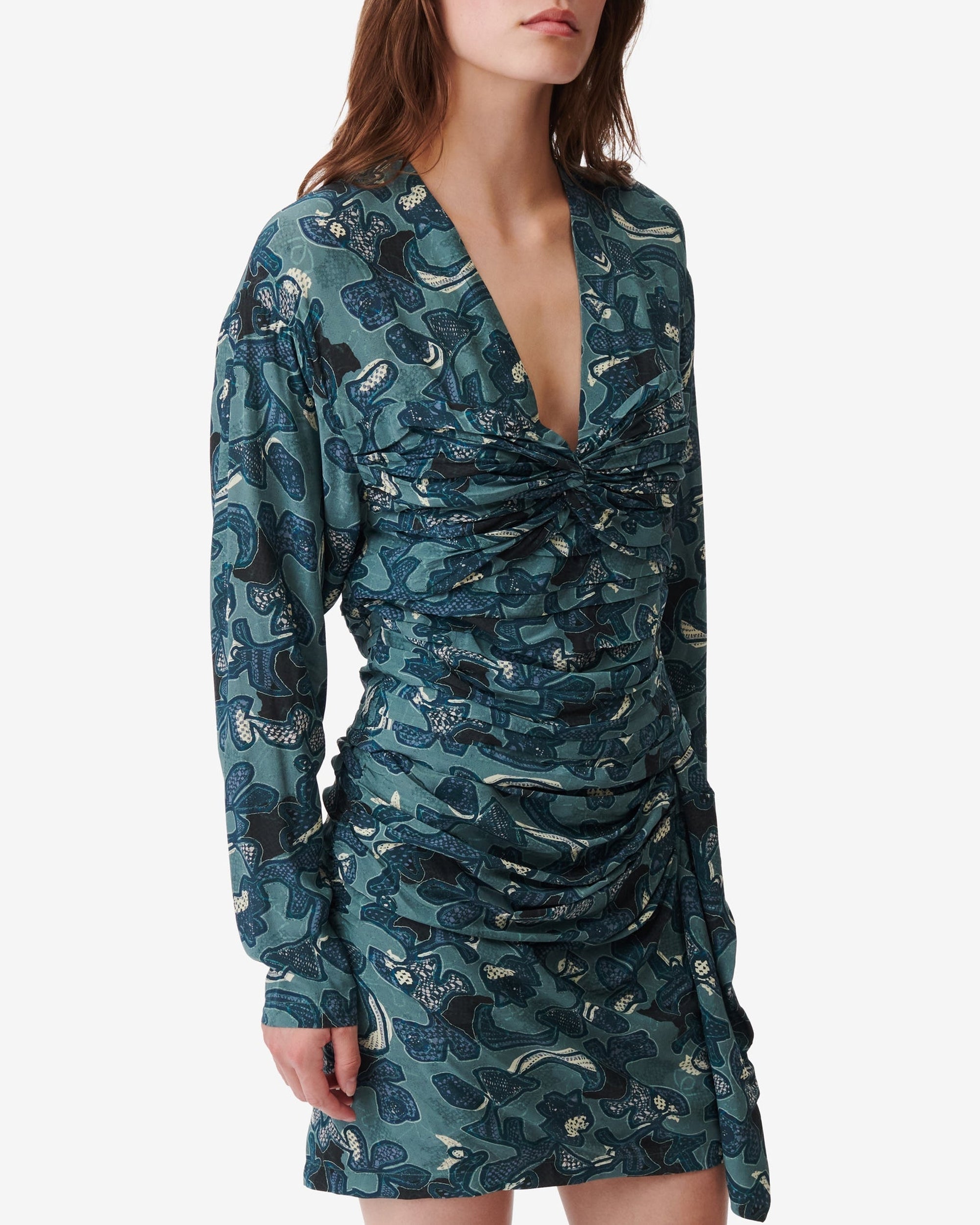 Fruita print top - Blue Green