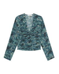 Fruita print top - Blue Green