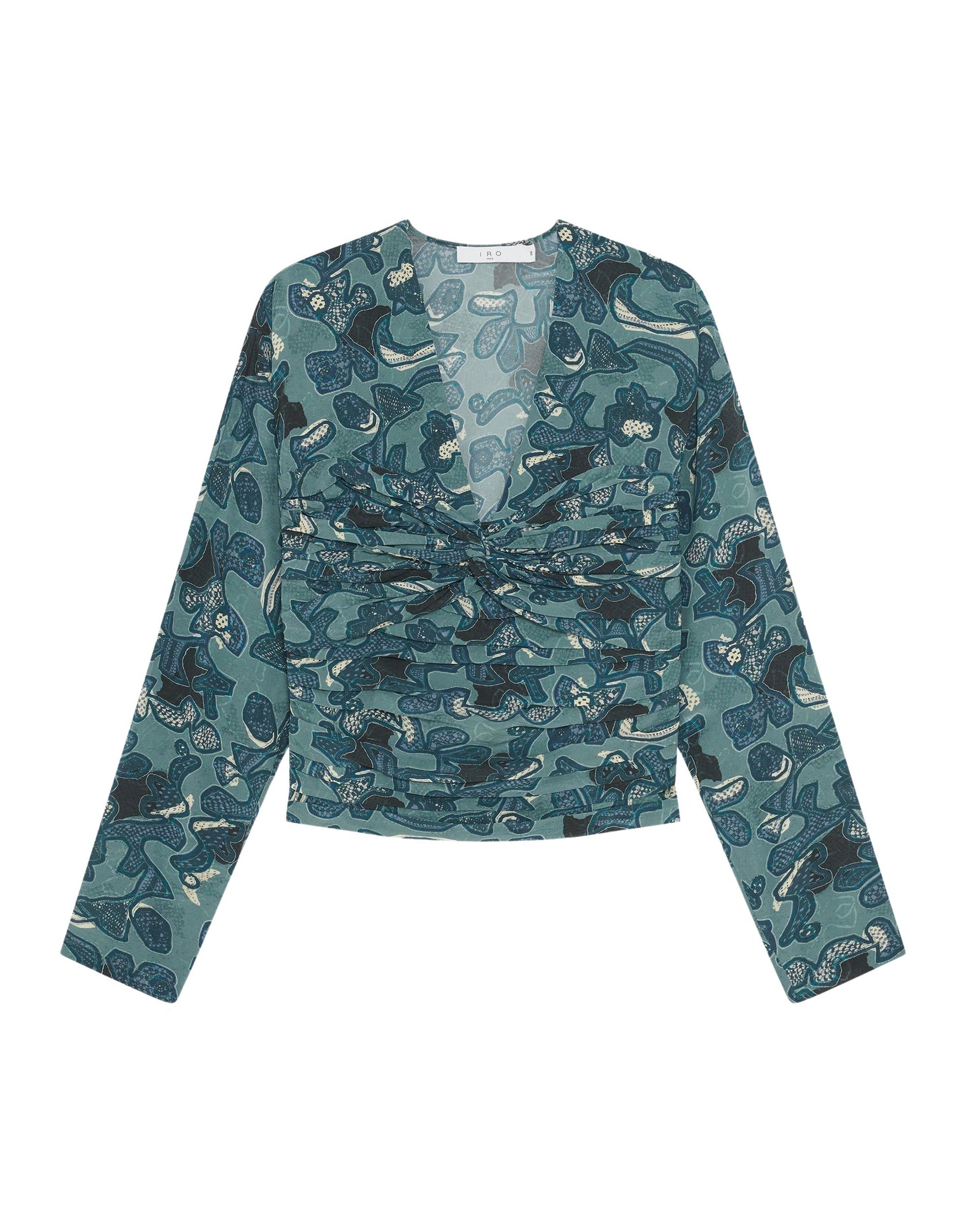 Fruita print top - Blue Green