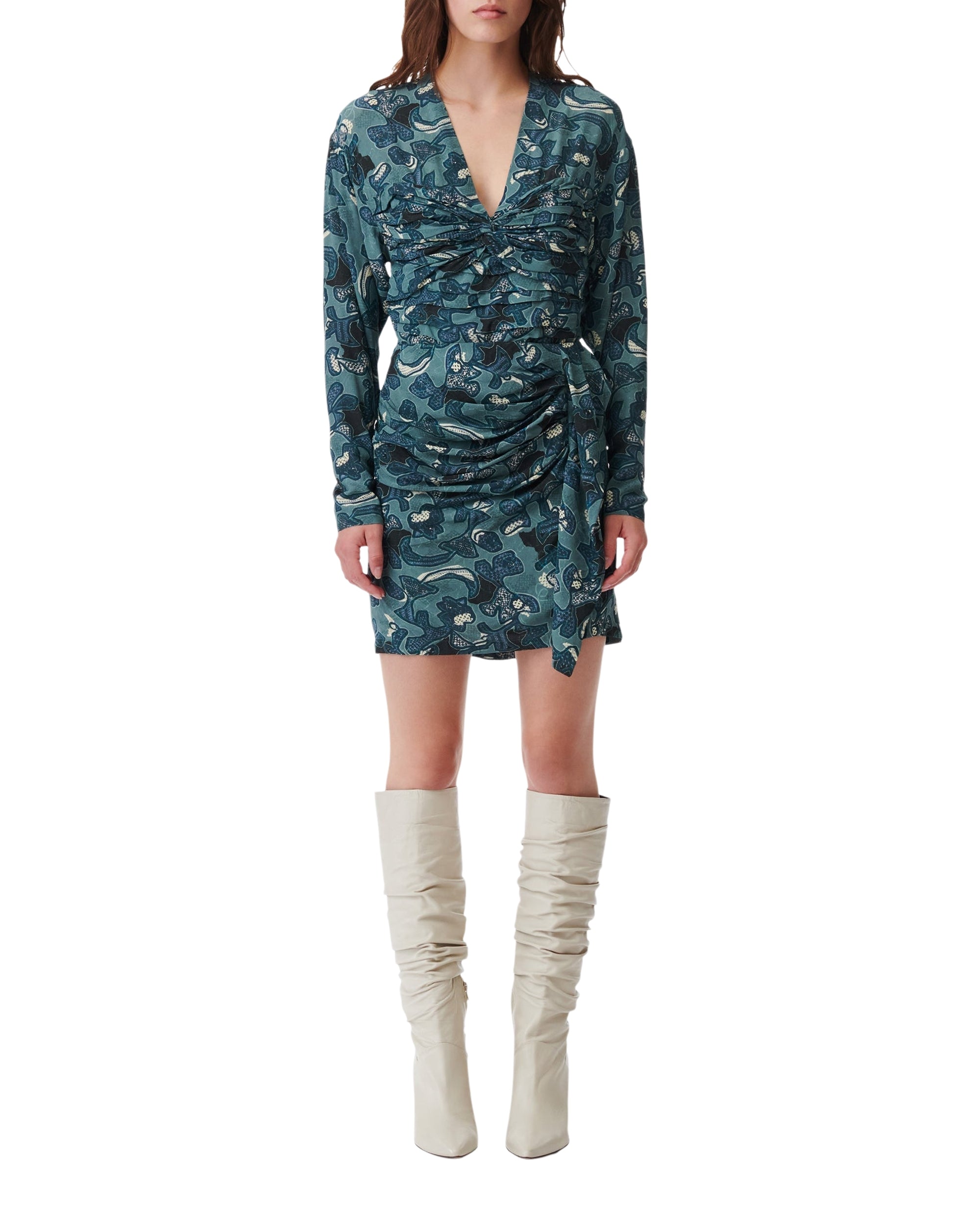Fruita print top - Blue Green