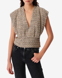 Glena tweed top - Ecru & Black