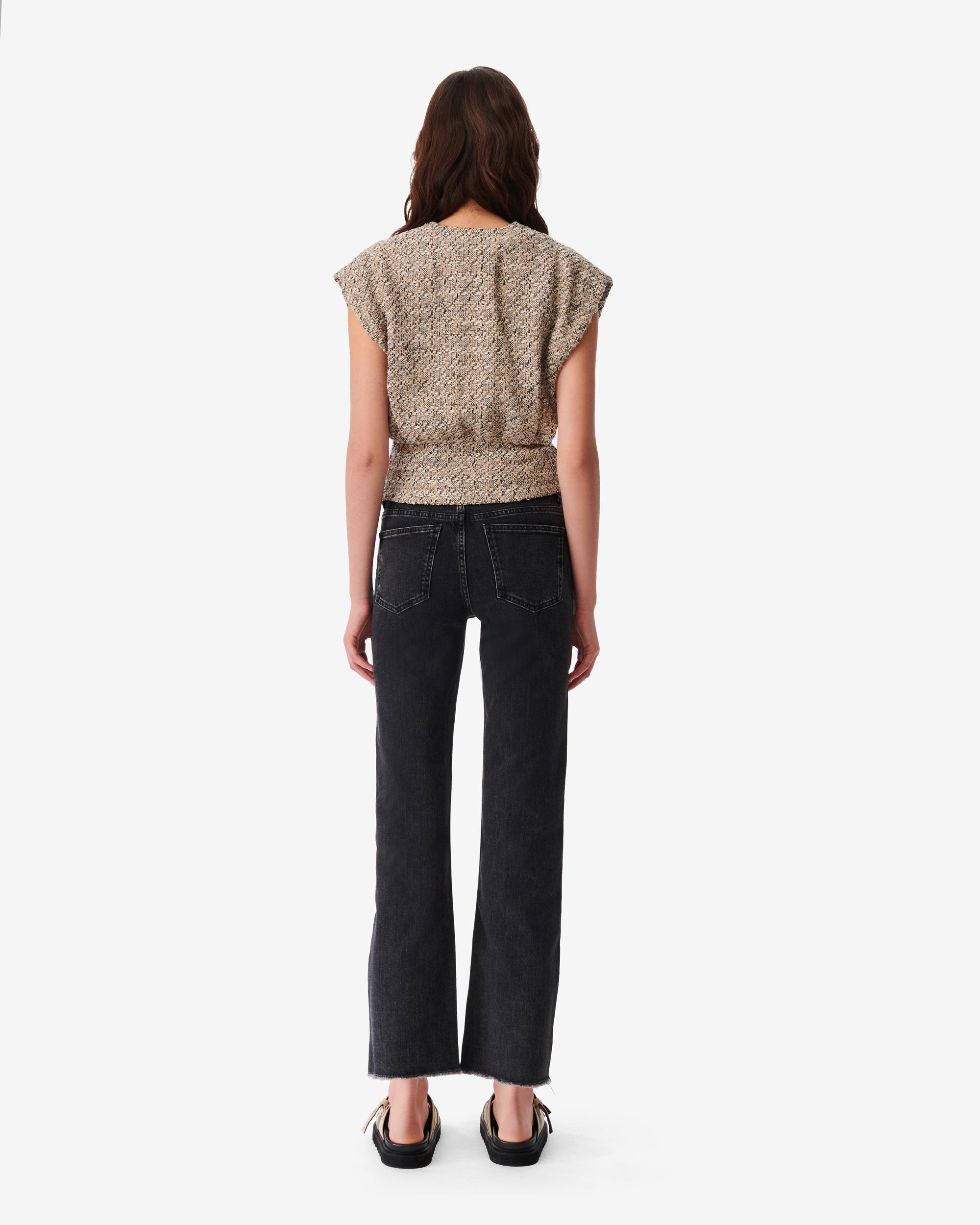 Glena tweed top - Ecru & Black