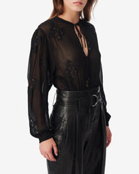 Lalia blouse with embroidery - Black