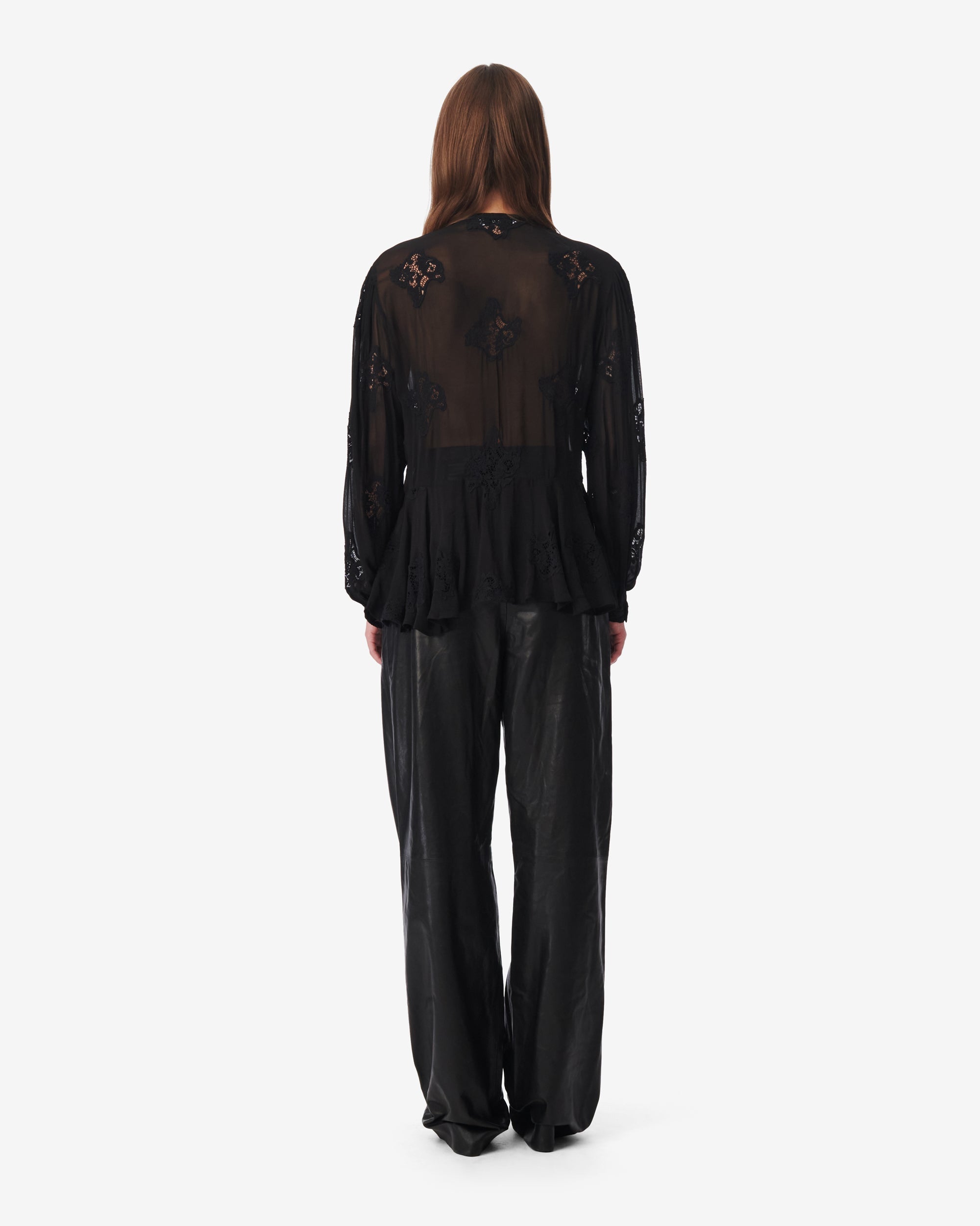 Lalia blouse with embroidery - Black