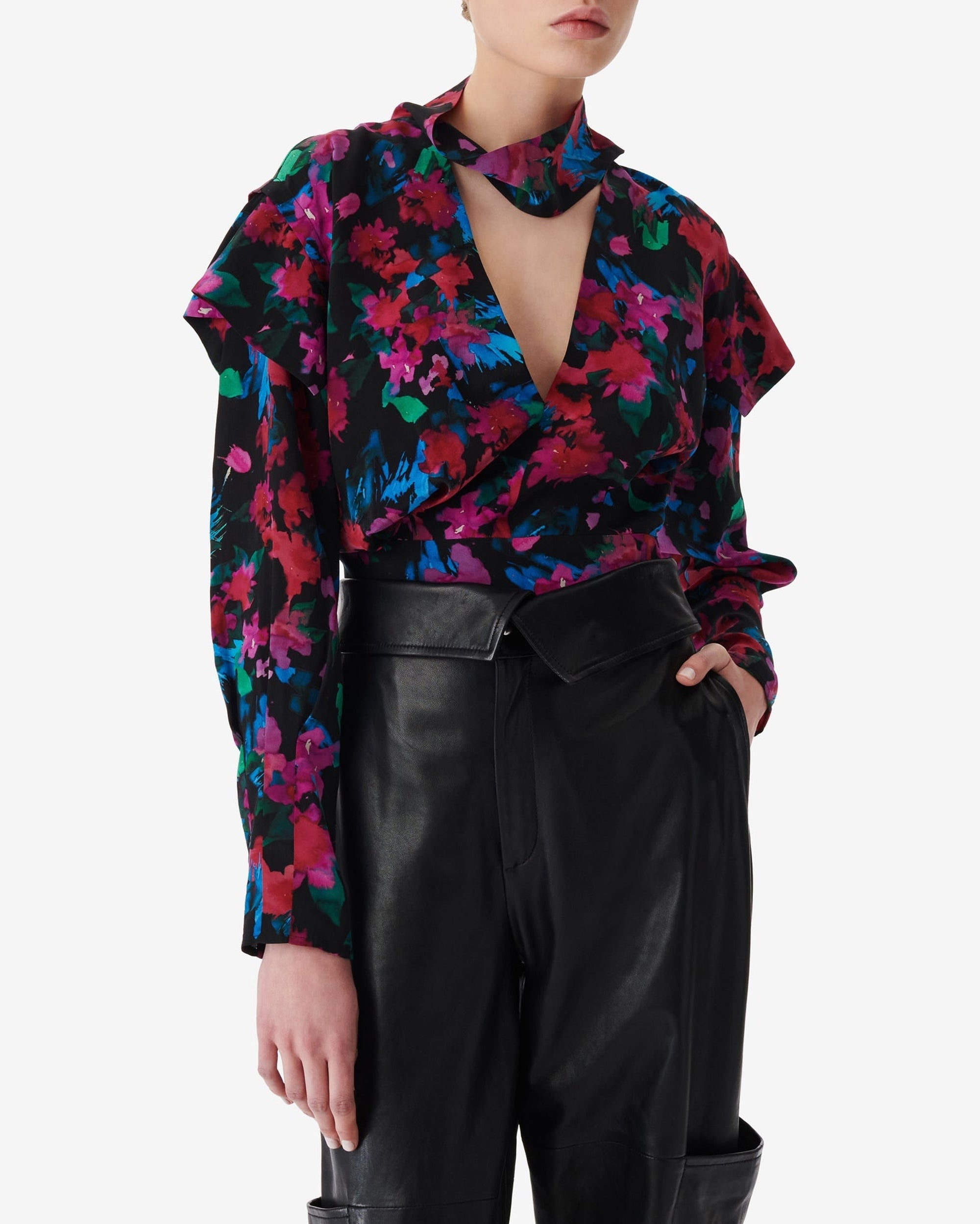 Martina silk top - Black Multico