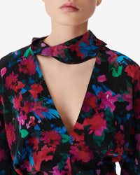 Martina silk top - Black Multico