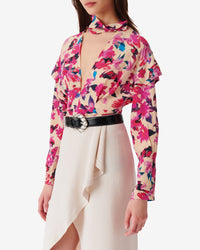 Martina silk top - Multico Ecru