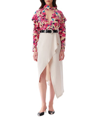 Martina silk top - Multico Ecru