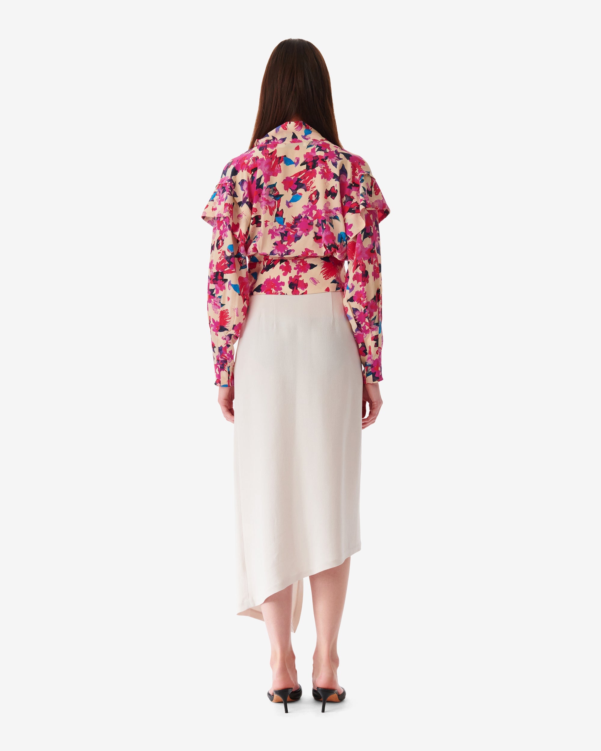 Martina silk top - Multico Ecru