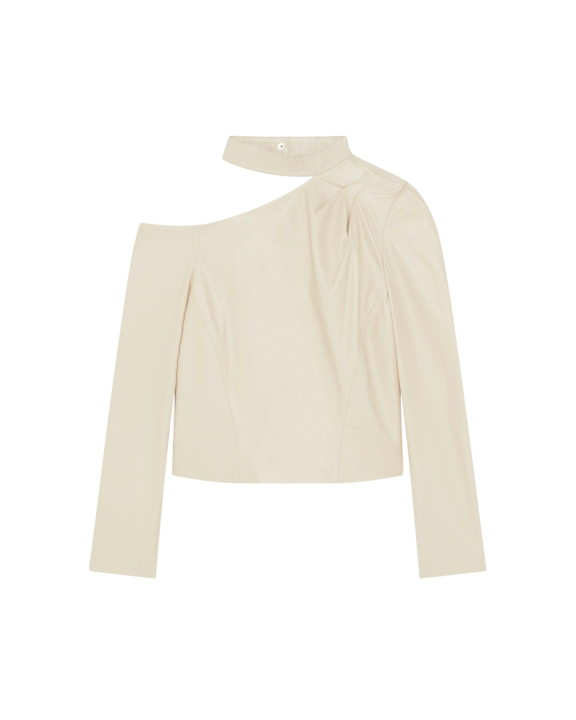Nensi asymmetrical leather top - Ecru