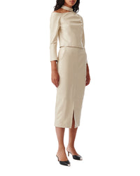 Nensi asymmetrical leather top - Ecru