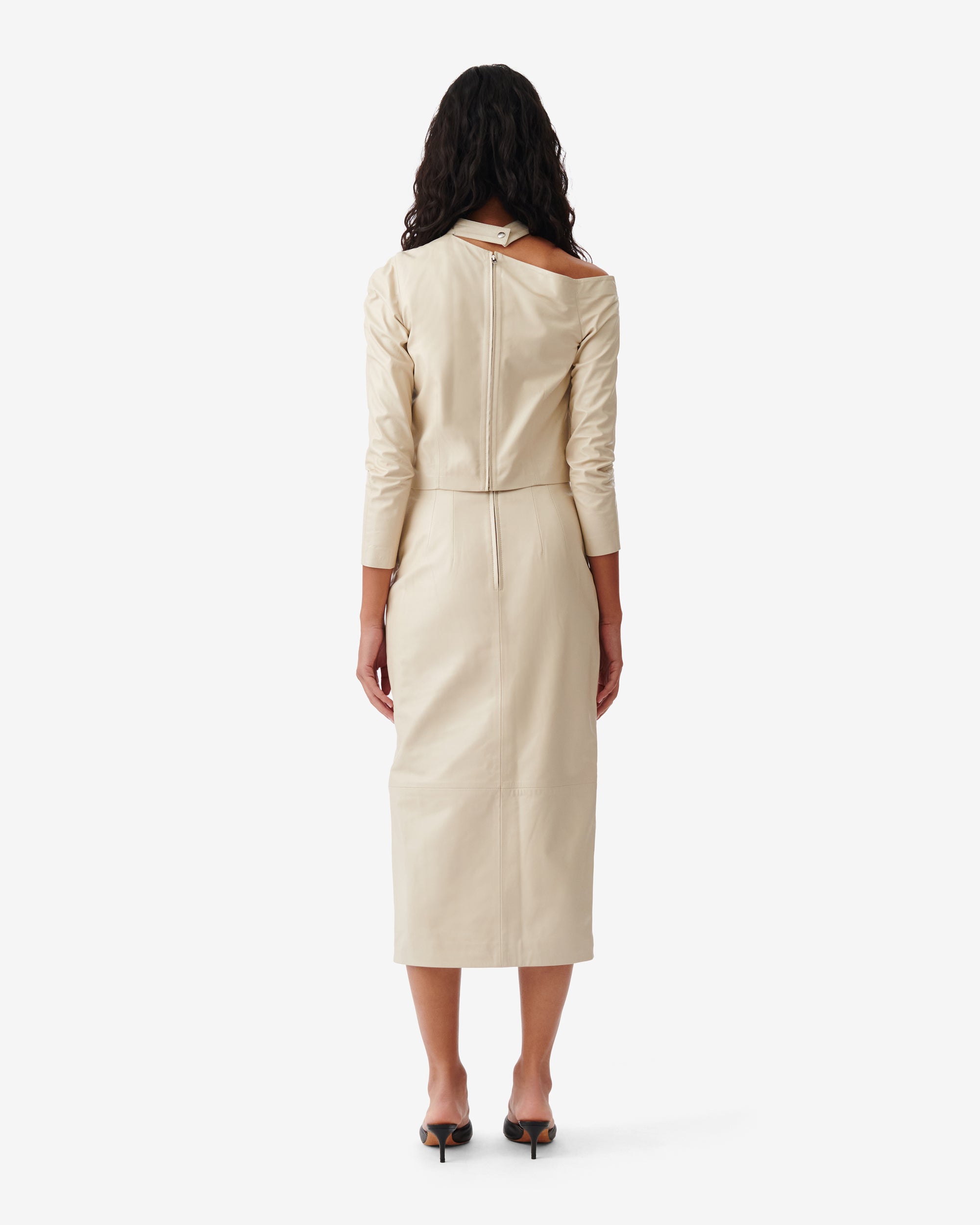 Nensi asymmetrical leather top - Ecru