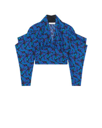 Nycia silk blend blouse with puffed sleeves - Multico Blue