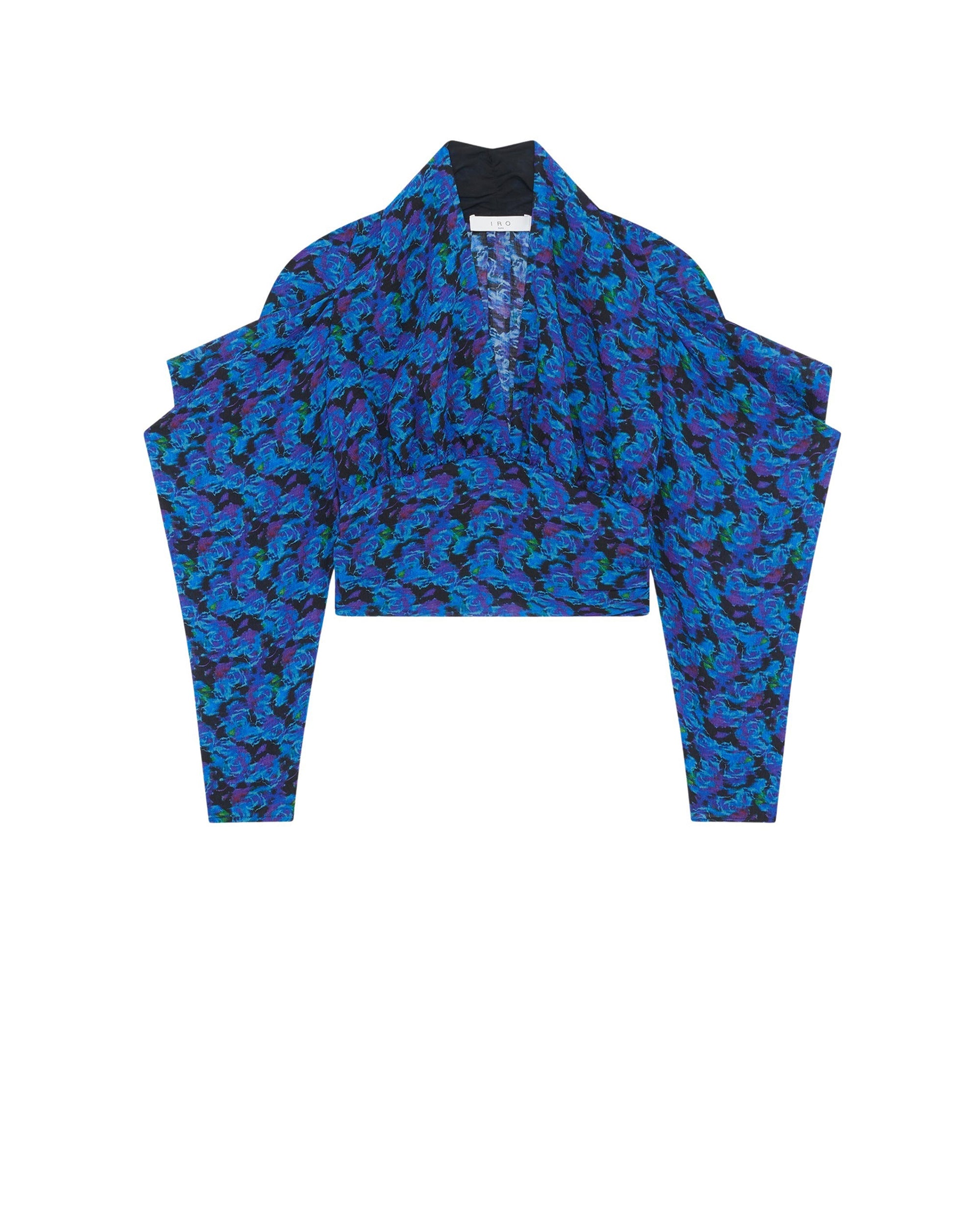 Nycia silk blend blouse with puffed sleeves - Multico Blue